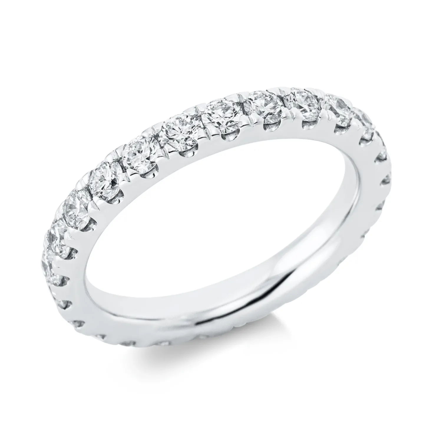 Memoire Ring aus 750 Gold Weißgold 25 Brillanten 1,61ct TW-SI B:3mm