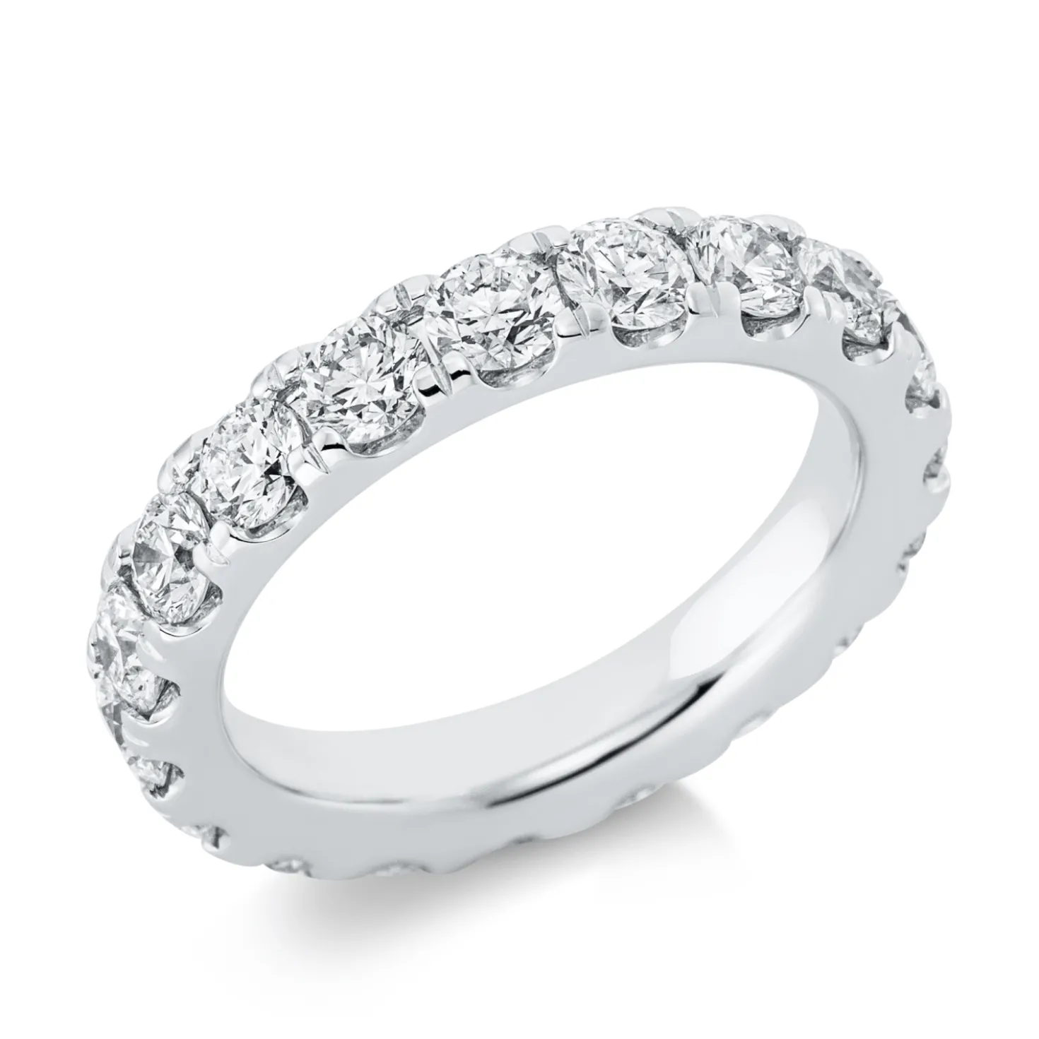 Memoire Ring aus 750 Gold Weißgold 17 Brillanten 2,92ct TW-SI B:4mm
