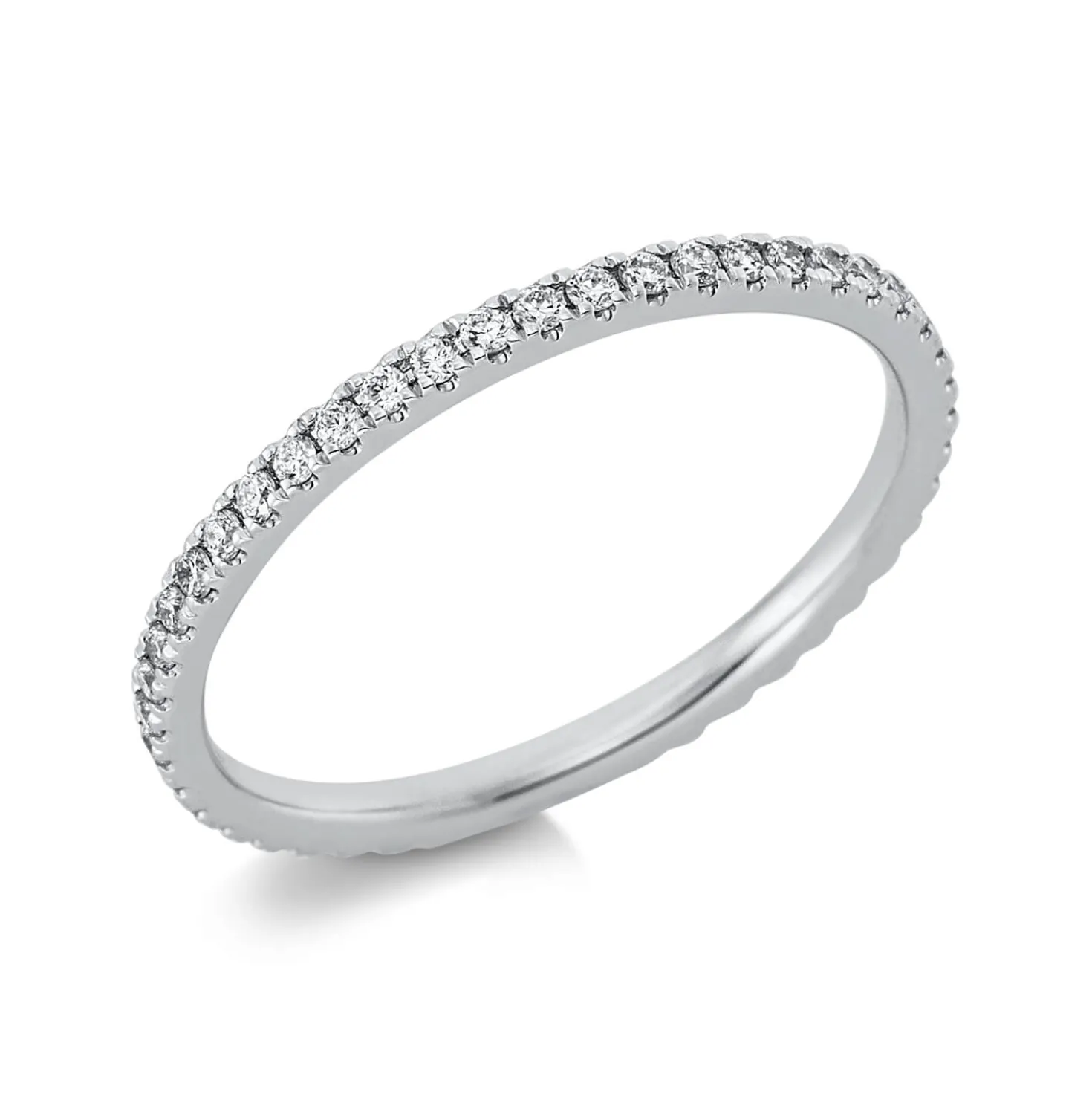 Memoire Ring schmal aus 585 Weißgold 44 Brillanten 0,28ct TW-SI B:1,7mm