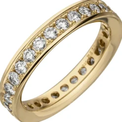 Memory-Ring aus 585 Gold Gelbgold mit Diamanten Brillanten W-SI rundum B: 4,2mm