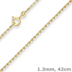 1,3mm Ankerkette diamantiert Collier Halskette aus 585 Gold Gelbgold 42cm