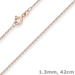 1,3mm Ankerkette diamantiert Collier Halskette aus 585 Gold Rotgold 42cm
