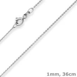 1mm Ankerkette diamantiert Collier Halskette aus 333 Gold Weißgold 36cm