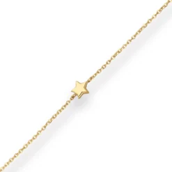 1,2mm Ankerkette diamantiert Collier Fünf Sterne hohl aus 585 Gelbgold 38cm