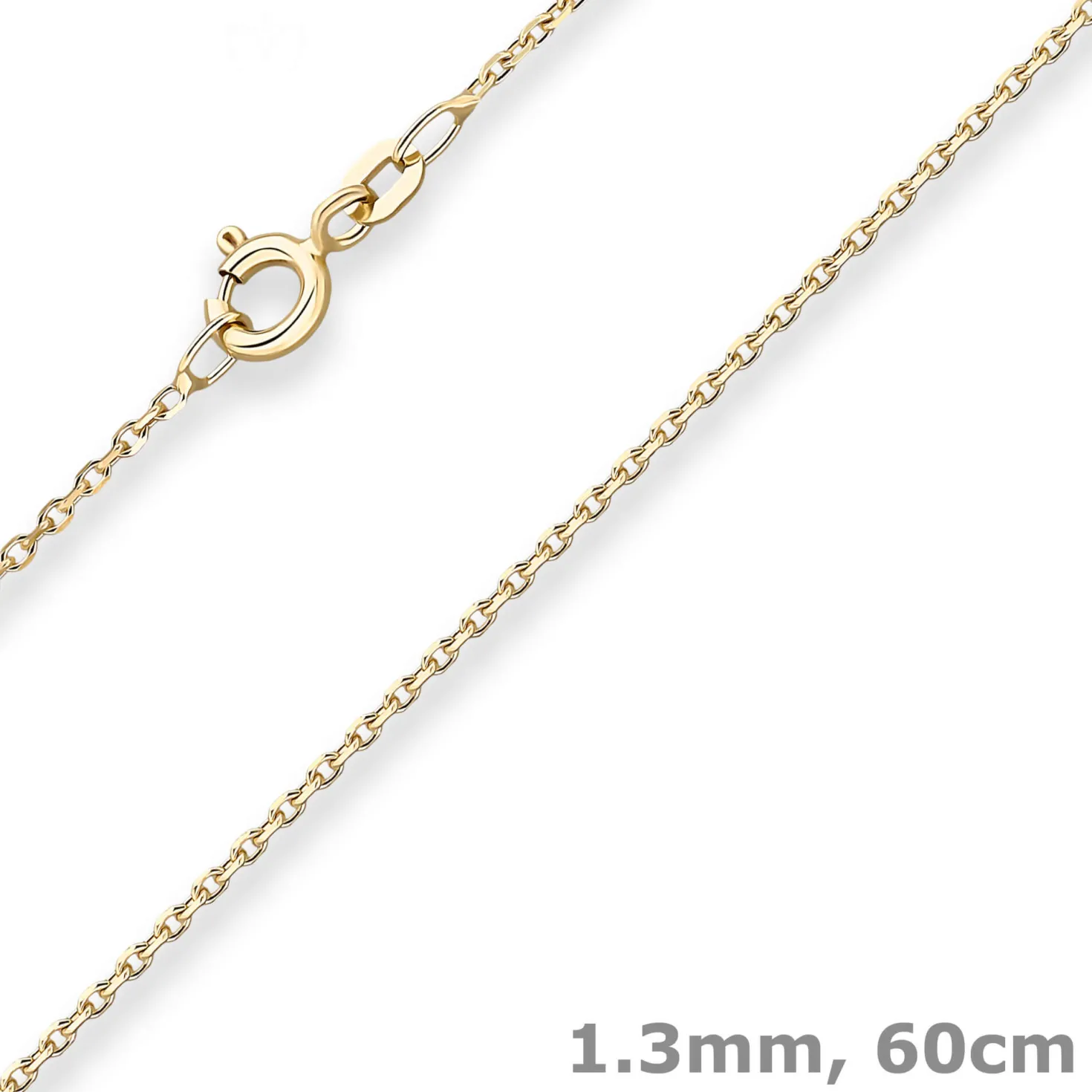 1,3mm Ankerkette diamantiert Collier Halskette aus 585 Gold Gelbgold 60cm