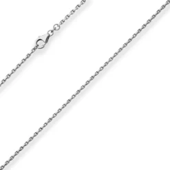 1,7mm Ankerkette diamantiert Collier Halskette aus 925 Silber rhodiniert 70cm