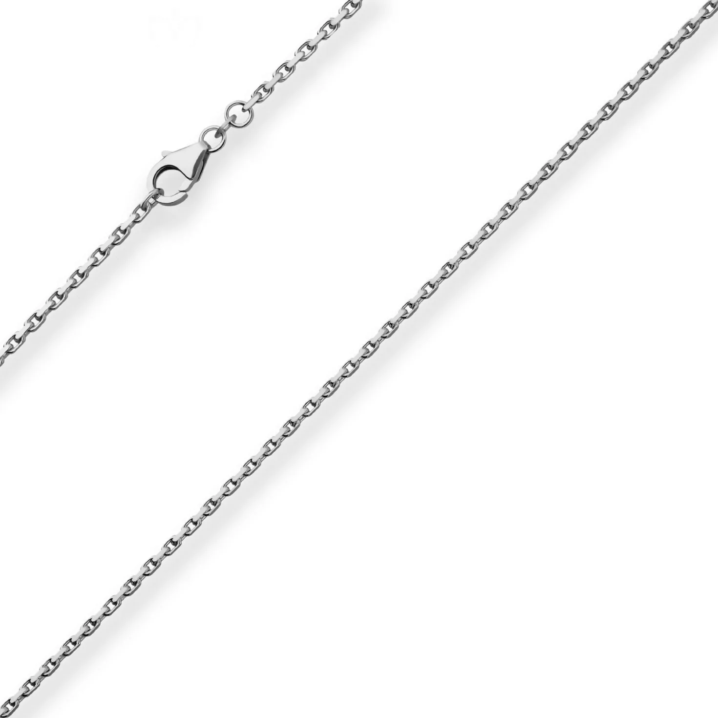 1,7mm Ankerkette diamantiert Collier Halskette aus 925 Silber rhodiniert 70cm