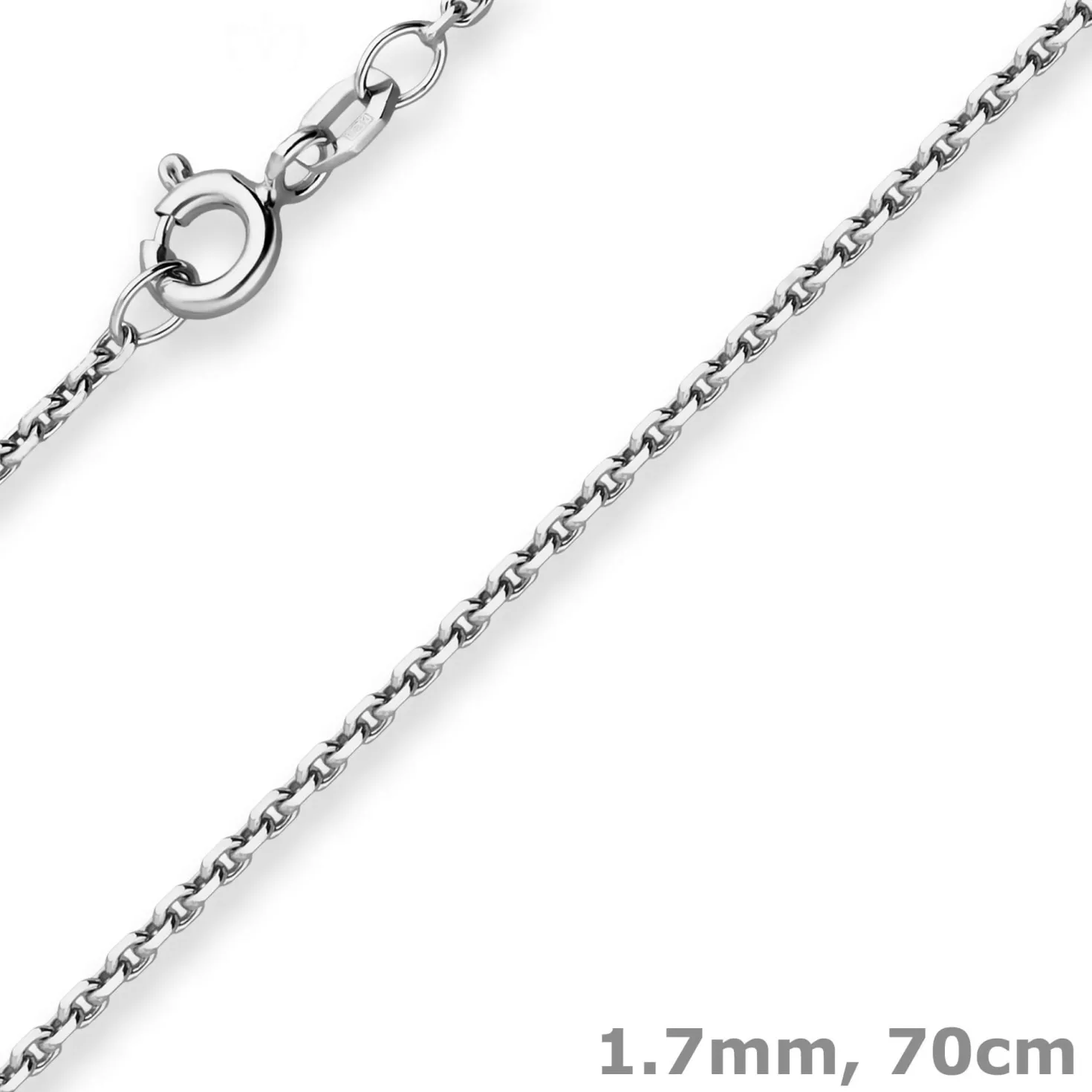 1,7mm Ankerkette diamantiert Collier Halskette aus 925 Silber rhodiniert 70cm
