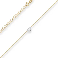 0,5mm Ankerkette diamantiert Collier Herz Halskette aus 375 Gold gelb/weiß 38cm