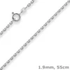 1,9mm Ankerkette diamantiert Collier Halskette aus 925 Silber rhodiniert 55cm