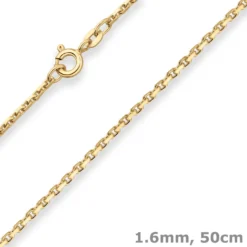 1,6mm Ankerkette diamantiert Kette Collier Halskette aus 585 Gold Gelbgold 50cm