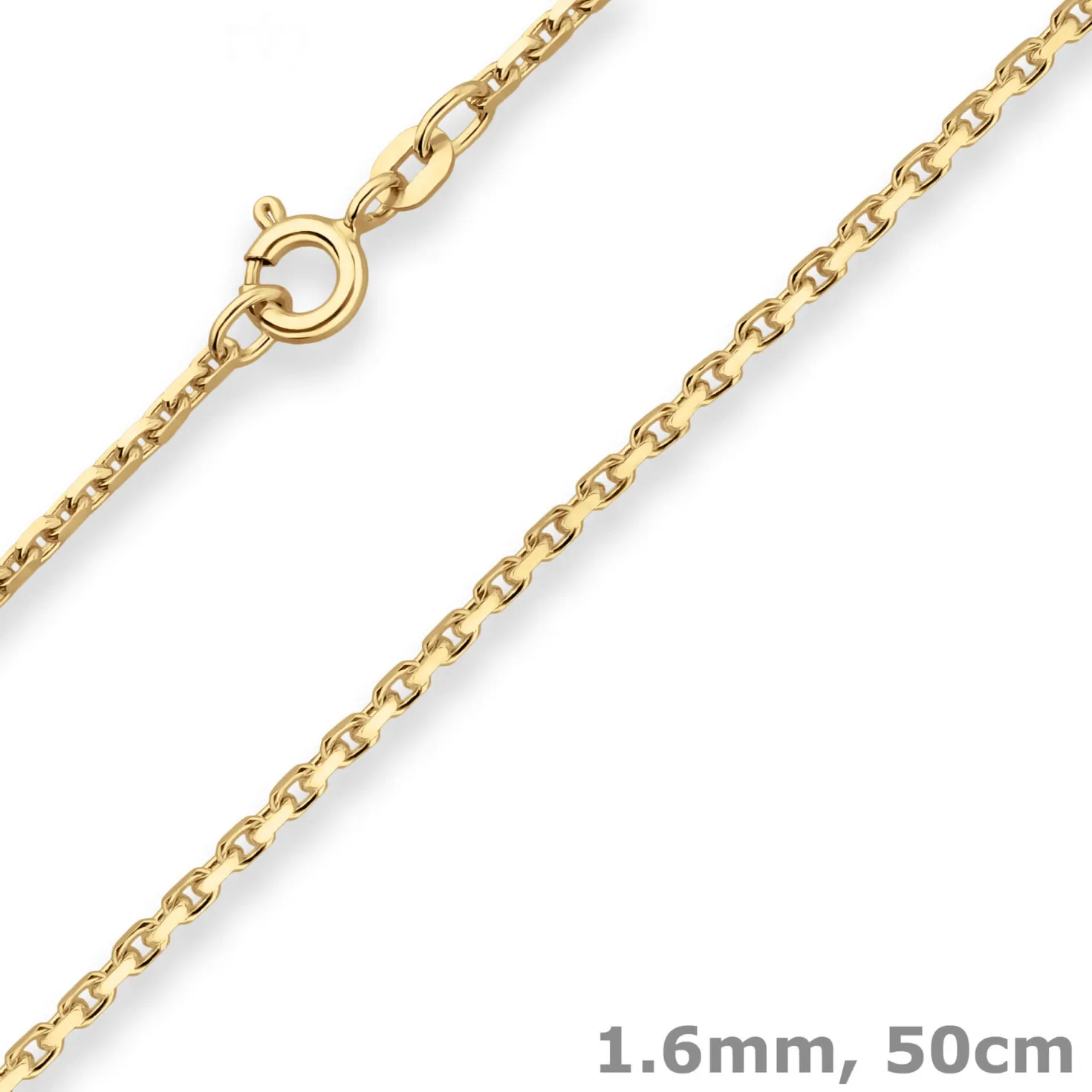 1,6mm Ankerkette diamantiert Kette Collier Halskette aus 585 Gold Gelbgold 50cm
