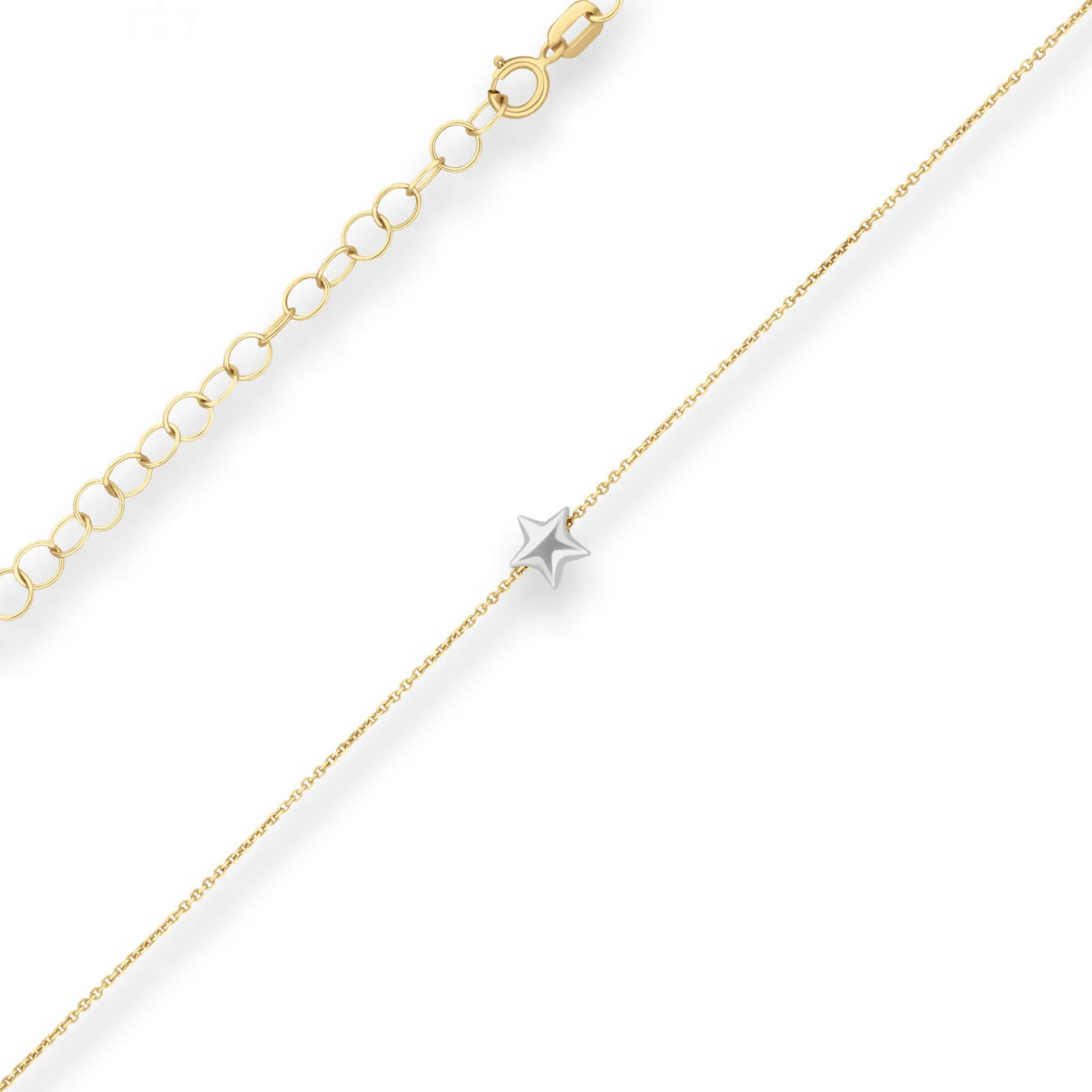 0,5mm Ankerkette diamantiert Kette Collier Stern aus 375 Gold gelb/weiß 38cm