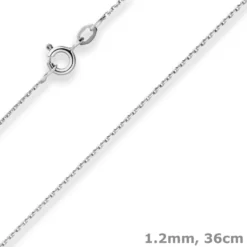 1,2mm Ankerkette diamantiert Kette Collier Halskette aus 585 Gold Weißgold 36cm