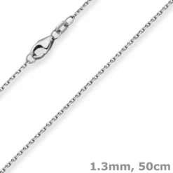1,3mm Ankerkette diamantiert Kette Collier Halskette aus 585 Gold Weißgold 50cm