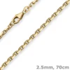2,5mm Ankerkette diamantiert Kette Collier Halskette aus 585 Gold Gelbgold 70cm