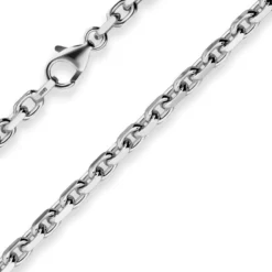 4mm Ankerkette diamantiert Kette Collier Halskette aus 750 Gold Weißgold 45cm