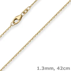 1,3mm Ankerkette diamantiert Kette Collier Halskette aus 750 Gold Gelbgold 42cm
