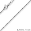 1,7mm Ankerkette diamantiert Kette Collier Halskette aus 333 Gold Weißgold 45cm