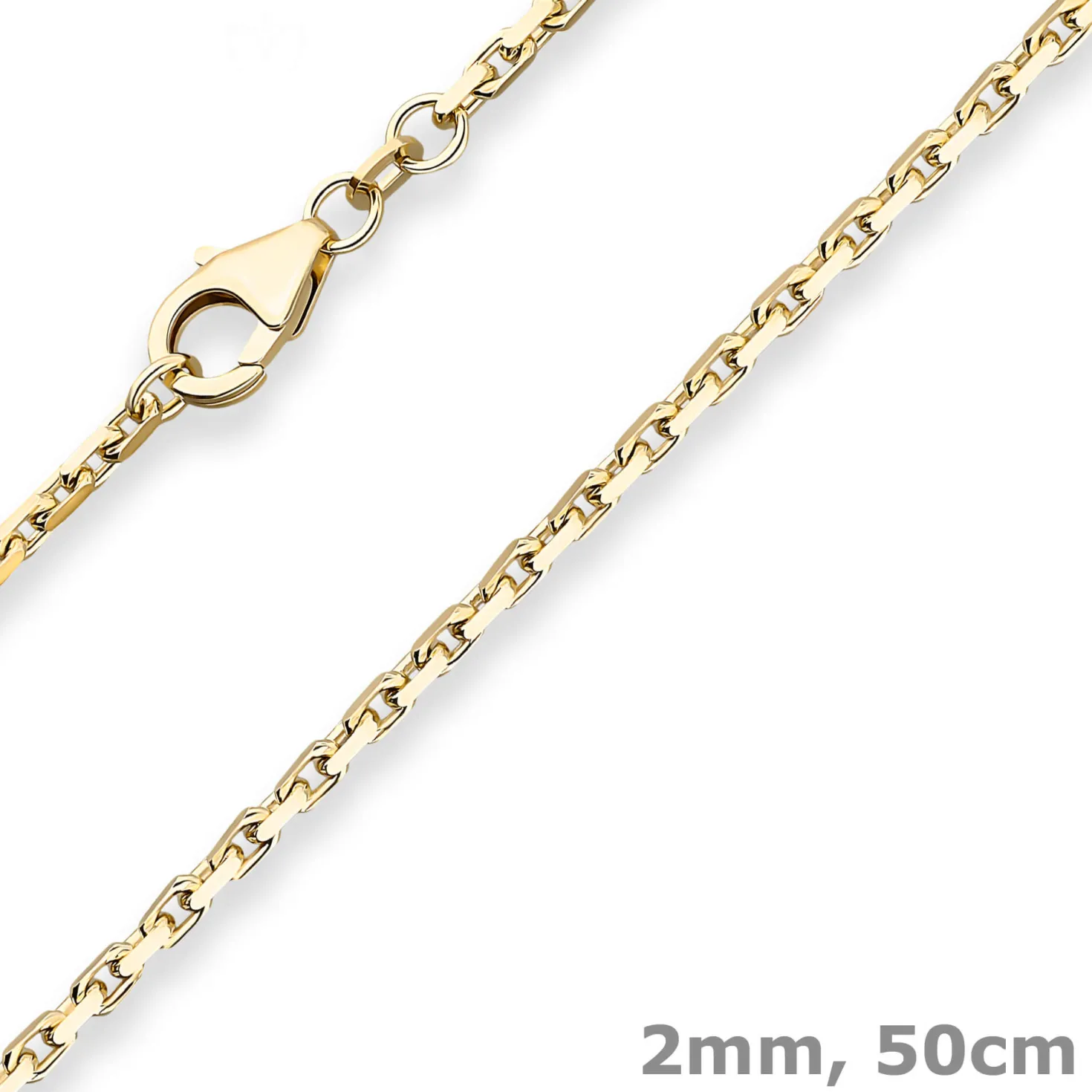2mm Ankerkette diamantiert Kette Collier Halskette aus 750 Gold Gelbgold 50cm