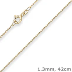 1,3mm Ankerkette diamantiert Kette Collier Halskette aus 585 Gold Gelbgold 42cm