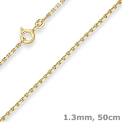 1,3mm Ankerkette diamantiert Kette Collier Halskette aus 333 Gold Gelbgold 50cm