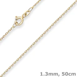 1,3mm Ankerkette diamantiert Kette Collier Halskette aus 333 Gold Gelbgold 50cm