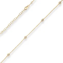 1,2mm Ankerkette diamantiert Kette Collier mit Zirkonia 585 Gold Gelbgold 38cm
