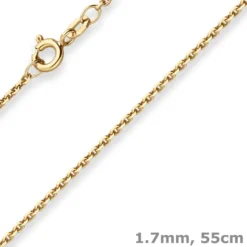 1,7mm Ankerkette diamantiert Kette Collier Halskette aus 333 Gold Gelbgold 55cm