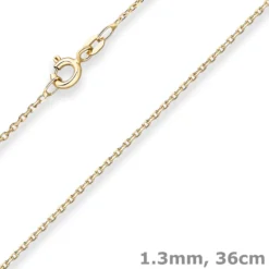 1,3mm Ankerkette diamantiert Kette Collier Halskette aus 585 Gold Gelbgold 36cm