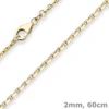 2mm Ankerkette diamantiert Kette Collier Halskette aus 333 Gold Gelbgold 60cm