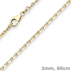 2mm Ankerkette diamantiert Kette Collier Halskette aus 333 Gold Gelbgold 60cm
