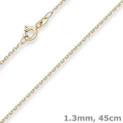 1,3mm Ankerkette diamantiert Kette Collier Halskette aus 585 Gold Gelbgold 45cm