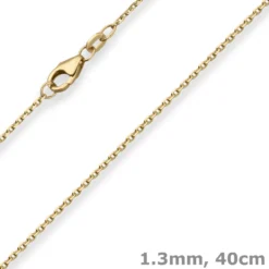1,3mm Ankerkette diamantiert Kette Collier Halskette aus 333 Gold Gelbgold 40cm
