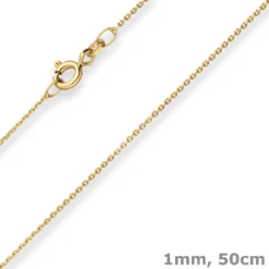 1mm Ankerkette diamantiert Kette Collier Halskette aus 375 Gold Gelbgold 50cm