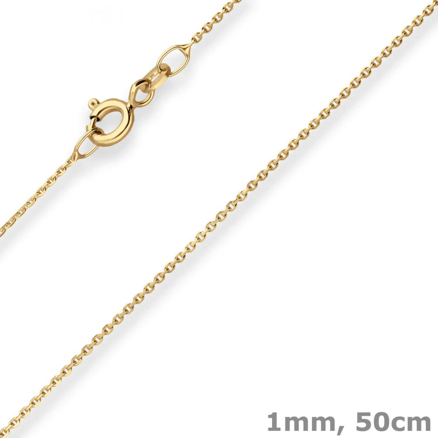 1mm Ankerkette diamantiert Kette Collier Halskette aus 375 Gold Gelbgold 50cm
