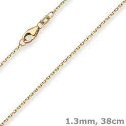 1,3mm Ankerkette diamantiert Kette Collier Halskette aus 333 Gold Gelbgold 38cm