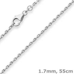 1,7mm Ankerkette diamantiert Silberkette Collier Halskette aus 925 Silber 55cm
