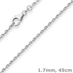 1,7mm Ankerkette diamantiert Silberkette Collier Halskette aus 925 Silber 45cm