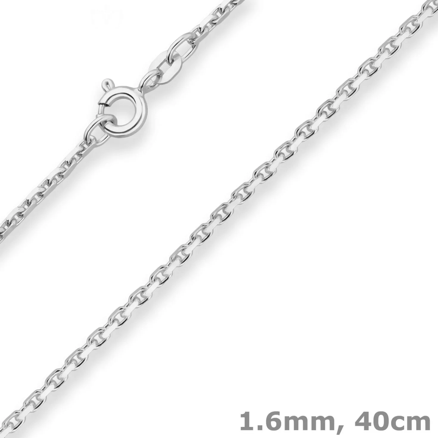 1,6mm Ankerkette diamantiert Silberkette Collier Halskette aus 925 Silber 40cm