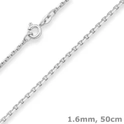 1,6mm Ankerkette diamantiert Silberkette Collier Halskette aus 925 Silber 50cm