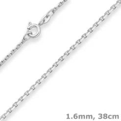 1,6mm Ankerkette diamantiert Silberkette Collier Halskette aus 925 Silber 38cm