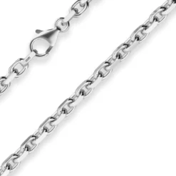 4mm Ankerkette diamantiert Silberkette Collier Halskette aus 925 Silber 60cm