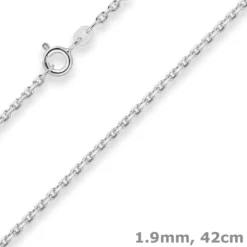 1,9mm Ankerkette diamantiert Silberkette Collier Halskette aus 925 Silber 42cm
