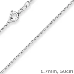 1,7mm Ankerkette diamantiert Silberkette Collier Halskette aus 925 Silber 50cm