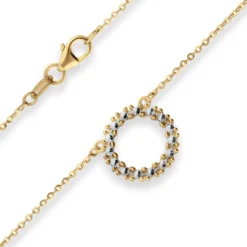 1,2mm Ankerkette flach Collier Ring 585 Gold gelb/weiß 46cm mit Zwischenöse