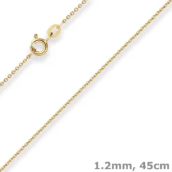 1,2mm Ankerkette flach Goldkette Collier Halskette aus 333 Gold Gelbgold 45cm
