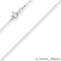 1,1mm Ankerkette flach Goldkette Collier Halskette aus 375 Gold Weißgold 45cm