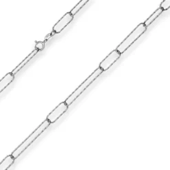 5,5mm Ankerkette gerieft Kette Collier Paper-Clip aus 925 Silber rhodiniert 45cm