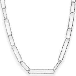 5,5mm Ankerkette gerieft Kette Collier Paper-Clip aus 925 Silber rhodiniert 45cm
